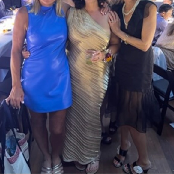 Hervé Leger Woven Metallic One-Shoulder Gown Size L - Picture 5 of 10